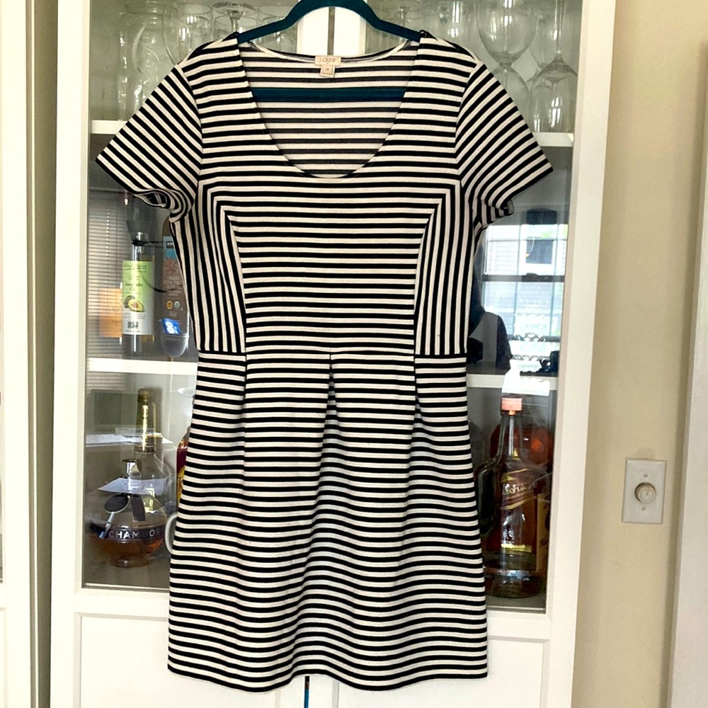 J. Crew Size 14 black and white stripe dress